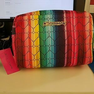 Betsey Johnson large rainbow cosmetic bag